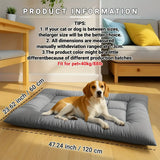 Extra Large Summer Cooling Mat for Dogs and Cats, Ultra Soft Thick Polyester Pet Bed Pad with Anti-Slip Bottom, Breathable Quilted Lounge Mat for Indoor Floor and Crate Use (Grey, XL)