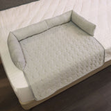 Cooling Summer Pet Mat with Bolster Soft Raised Edges Breathable Ice Silk Fabric Rectangular Bed for Cats and Dogs Indoor Floor Sofa Rest (Blue, 70*70cm)