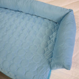 Cooling Summer Pet Mat with Bolster Soft Raised Edges Breathable Ice Silk Fabric Rectangular Bed for Cats and Dogs Indoor Floor Sofa Rest (Blue, 90*90cm)