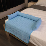 Cooling Summer Pet Mat with Bolster Soft Raised Edges Breathable Ice Silk Fabric Rectangular Bed for Cats and Dogs Indoor Floor Sofa Rest (LightGrey, 70*70cm)