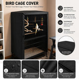Durable Square Bird Cage Cover for Indoor and Outdoor Use, Waterproof Oxford Fabric Pet Cage Cover for Small Animals, Protects Cages from Dust, Wind, and Sunlight (420D Black Oxford, M)