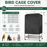 Durable Square Bird Cage Cover for Indoor and Outdoor Use, Waterproof Oxford Fabric Pet Cage Cover for Small Animals, Protects Cages from Dust, Wind, and Sunlight (420D Black Oxford, S)