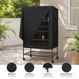 Durable Square Bird Cage Cover for Indoor and Outdoor Use, Waterproof Oxford Fabric Pet Cage Cover for Small Animals, Protects Cages from Dust, Wind, and Sunlight (600D Black Oxford, S)