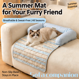 Waterproof Quilted Pet Sleeping Mat with Bolster Cushions for Small Dogs and Cats, Anti-Slip Four-Season Bed Protector for Sofa, Floor and Furniture Edges (LightBlue)