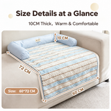 Waterproof Quilted Pet Sleeping Mat with Bolster Cushions for Small Dogs and Cats, Anti-Slip Four-Season Bed Protector for Sofa, Floor and Furniture Edges (LightBlue)