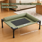 Elevated Pet Cot with Bolster Cushion for Cats and Small Dogs, Breathable Mesh Bed for Indoor Living Room and Bedroom Comfort (Army Green)