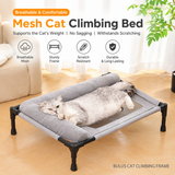 Elevated Pet Cot with Bolster Cushion for Cats and Small Dogs, Breathable Mesh Bed for Indoor Living Room and Bedroom Comfort (Grey)