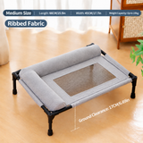 Elevated Pet Cot with Bolster Cushion for Cats and Small Dogs, Breathable Mesh Bed for Indoor Living Room and Bedroom Comfort (Grey)