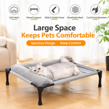 Elevated Pet Cot with Bolster Cushion for Cats and Small Dogs, Breathable Mesh Bed for Indoor Living Room and Bedroom Comfort (Grey)