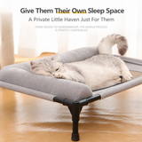 Elevated Pet Cot with Bolster Cushion for Cats and Small Dogs, Breathable Mesh Bed for Indoor Living Room and Bedroom Comfort (Grey)