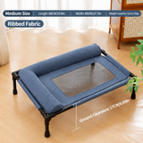 Elevated Pet Cot with Bolster Cushion for Cats and Small Dogs, Breathable Mesh Bed for Indoor Living Room and Bedroom Comfort (Light Orange)