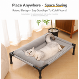Elevated Pet Cot with Bolster Cushion for Cats and Small Dogs, Breathable Mesh Bed for Indoor Living Room and Bedroom Comfort (Navy)
