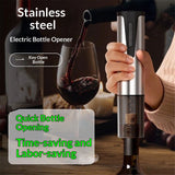 Rechargeable Wine Opener by   Stainless Steel Shell, Cordless Corkscrew & Cork Remover, Gifts for Wine lover- Silver