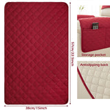 Armchair Arm Cover,Headrest Cover for Recliner Sofa Quilted Chair Arm Cover with Pockets Waterproof Non Slip Sofa Protectors Pet Dog (Red,1 Seater 3pcs)with pockets