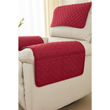 Armchair Arm Cover,Headrest Cover for Recliner Sofa Quilted Chair Arm Cover with Pockets Waterproof Non Slip Sofa Protectors Pet Dog (Red,1 Seater 3pcs)with pockets