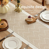Linen-Like Farmhouse Rustic Polyester Table Runner Tassel Edges for Kitchen, Dining Table, Coffee Table, Holiday Parties, Party Decor（khaki 35*180cm）