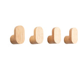 Coat Hooks for Hanging Heavy Duty - 4 Pack Wooden Wooden Hooks Modern Minimalist, Natural Wood Hooks for Hanging Hat, Towel, Robe, Bag, Suitable for Bathroom Bedroom Entryway