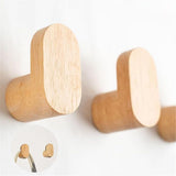 Coat Hooks for Hanging Heavy Duty - 4 Pack Wooden Wooden Hooks Modern Minimalist, Natural Wood Hooks for Hanging Hat, Towel, Robe, Bag, Suitable for Bathroom Bedroom Entryway