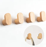 Coat Hooks for Hanging Heavy Duty - 4 Pack Wooden Wooden Hooks Modern Minimalist, Natural Wood Hooks for Hanging Hat, Towel, Robe, Bag, Suitable for Bathroom Bedroom Entryway