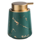 Marble Golden Inlay Ceramic Lotion Dispenser Liquid Hand Soap Dispenser Pump Bottle for Kitchen Bathroom (Marble Green)