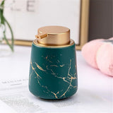 Marble Golden Inlay Ceramic Lotion Dispenser Liquid Hand Soap Dispenser Pump Bottle for Kitchen Bathroom (Marble Green)