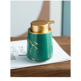 Marble Golden Inlay Ceramic Lotion Dispenser Liquid Hand Soap Dispenser Pump Bottle for Kitchen Bathroom (Marble Green)