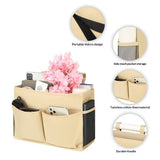 Sofa organizer bedside storage bag, suitable for family, university, dormitory, bunk beds, hospital beds, baby beds, fence (2 beige)