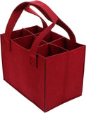 6 Bottle Wine Carrier with Divider Felt Wine Storage Tote Bag, Portable Reusable Wine Travel Bag with Handle for Travel Camping Picnic Party (Red)