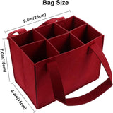 6 Bottle Wine Carrier with Divider Felt Wine Storage Tote Bag, Portable Reusable Wine Travel Bag with Handle for Travel Camping Picnic Party (Red)
