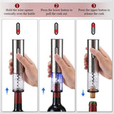 Electric Wine Opener Rechargeable Stainless Steel Automatic Corkscrew Wine Bottle Opener for Wine Lovers, Silver