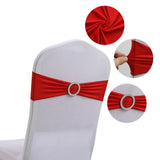Pack of 10 polyester Chair Sashes Bow Premium Stretch Chair Cover Band with Buckle Slider Universal fits Elastic Dining Chair Ties for Wedding Party Banquet Events Decoration - Red