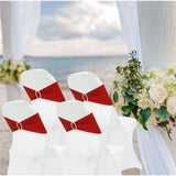 Pack of 10 polyester Chair Sashes Bow Premium Stretch Chair Cover Band with Buckle Slider Universal fits Elastic Dining Chair Ties for Wedding Party Banquet Events Decoration - Red