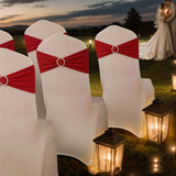 Pack of 10 polyester Chair Sashes Bow Premium Stretch Chair Cover Band with Buckle Slider Universal fits Elastic Dining Chair Ties for Wedding Party Banquet Events Decoration - Red