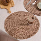 Faux Rattan Table MatSet of 6, Table Mat for Dinner Plates, 15" Round Plate Table Mat, Table Mat for Table Setting, Wedding Decor