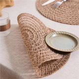Faux Rattan Table MatSet of 6, Table Mat for Dinner Plates, 15" Round Plate Table Mat, Table Mat for Table Setting, Wedding Decor