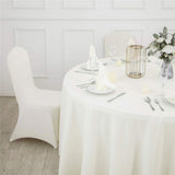 Round Tablecloth - 72 Inch Ivory Round Table Cloth for 24 to 48 Inch Round Tables - Heavy Duty Washable Fabric - for Buffet Table, Holiday Party, Dinner, Wedding & Baby Shower