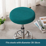 2 pack Stool Covers Round 11.8-14.1" Bar Stool Seat Covers Round with Squares, Elastic Soft and Comfortable are Rich Color That Doesn’t Fade (green,Only chair covers)