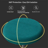 2 pack Stool Covers Round 11.8-14.1" Bar Stool Seat Covers Round with Squares, Elastic Soft and Comfortable are Rich Color That Doesn’t Fade (green,Only chair covers)