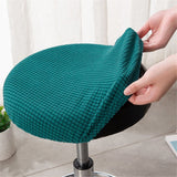 2 pack Stool Covers Round 11.8-14.1" Bar Stool Seat Covers Round with Squares, Elastic Soft and Comfortable are Rich Color That Doesn’t Fade (green,Only chair covers)