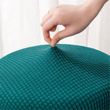 2 pack Stool Covers Round 11.8-14.1" Bar Stool Seat Covers Round with Squares, Elastic Soft and Comfortable are Rich Color That Doesn’t Fade (green,Only chair covers)