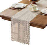 13x 70inch Beige polyester Crochet Rectangular Table Runner Handmade Table Decoration, Coffee Table Dresser Decor（Only tablecloth）