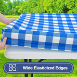 Picnic Table Cover with Bench Covers, Waterproof Elastic Fitted Tablecloths for 6 Foot Rectangle Tables, Washable Buffalo Plaid Tablecloth for Camping, Outdoor (30"x72")，Only Picnic Table Cover