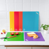 Cutting Board Mats Flexible Plastic Colored Mats with Food Icons,Non-Porous, Anti-skid back and Dishwasher Safe, Set of 6 Rainbow - 6 Pieces