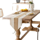 Farmhouse Style Cotton Linen Rustic Woven Table Runner with Tassels for Dining, Wedding, Bridal Shower, Bohemian (12x94 inch,Only tablecloth)