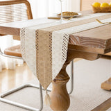 Farmhouse Style Cotton Linen Rustic Woven Table Runner with Tassels for Dining, Wedding, Bridal Shower, Bohemian (12x94 inch,Only tablecloth)
