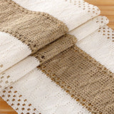 Farmhouse Style Cotton Linen Rustic Woven Table Runner with Tassels for Dining, Wedding, Bridal Shower, Bohemian (12x94 inch,Only tablecloth)