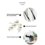 (Black) Creative Artificial Pearl Necklace Floating Wine Rack Metal Wine Bottle Holder Wine Display Stand for Bars and Home Decoration