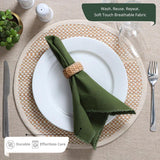 Frayed Cotton Cloth Dinner Napkin Set of 4 | Fringe Table Linen Napkins Rustic Farmhouse Soft Durable Fabric – Ideal for Wedding Parties Farmhouse & Kitchen Decor 18x18 Inch – Olive Green