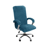 Stretchable office computer chair cover conforms to ergonomics - Executive swivel chair for home office use, peacock blue, XL