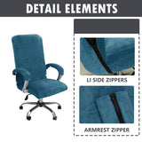 Stretchable office computer chair cover conforms to ergonomics - Executive swivel chair for home office use, peacock blue, XL